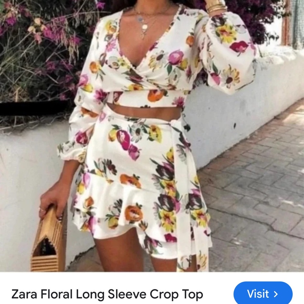Zara Multicolor Floral Crop Top